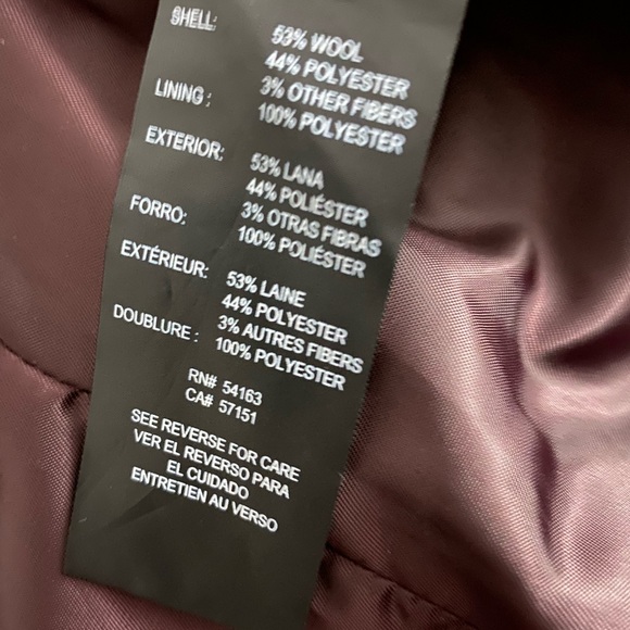 Karl Lagerfeld Paris, Wool belted wrap coat(size,Large in burgundy) - Picture 4 of 5